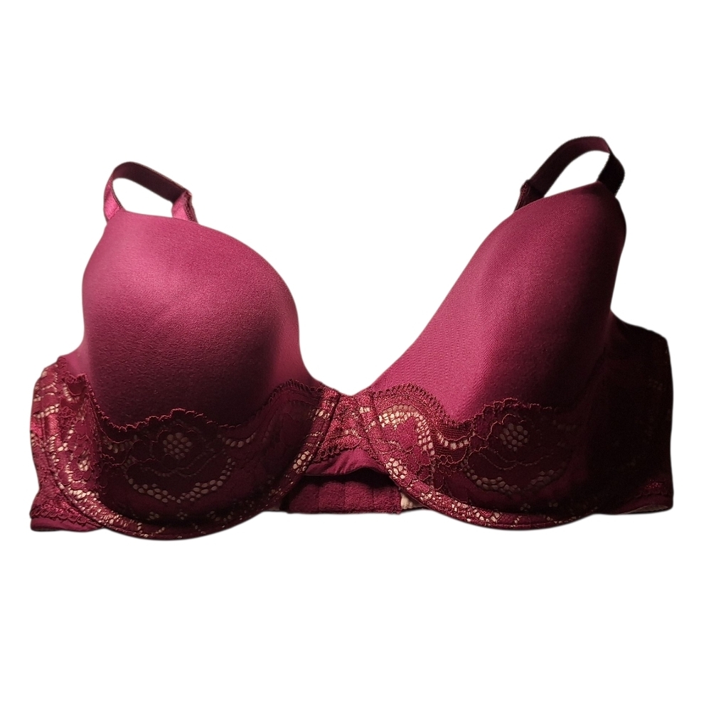 Wacoal  Berry Maroon Lace Underwire Bra 32DDD  Fairycore Romantic